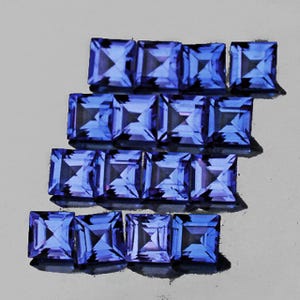 1.50 mm 18 pc Square Emerald Cut AAA Fire Intense Blue Ceylon Sapphire Natural {Flawless-VVS}