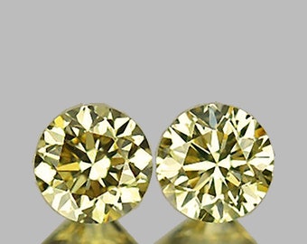 2.00 mm 2 pieces Round Brilliant Cut Natural Canary Yellow Diamond {VVS Clarity} , Natural Loose Diamond, Unheated/Untreated Diamond