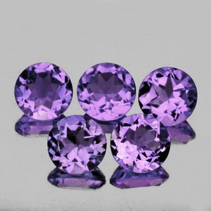 7.00 mm 5 pieces Round AAA Fire Natural Purple Amethyst (Flawless-VVS)