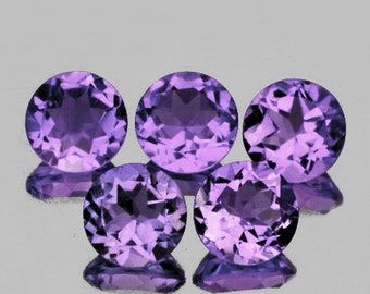 7.00 mm 5 pieces Round AAA Fire Natural Purple Amethyst (Flawless-VVS)