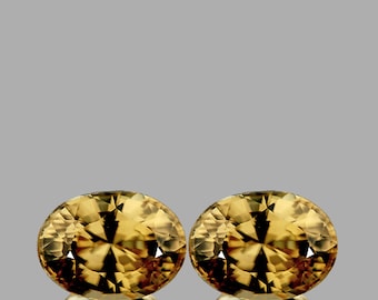 天然インペリアルイエロージルコン 8 x 6 mm 2個 オーバルルース