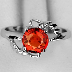 Natural Orange Sapphire Ring, 925 sterling silver, Rhodium Finish, orange gemstone ring, orange sapphire jewelry, natural gemstone ring