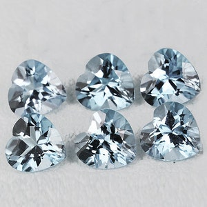 4.00 mm 6 pieces Heart AAA Fire Natural Blue Aquamarine { Flawless-VVS Clarity}