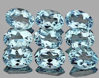 6x4 mm 9 pieces Oval AAA Fire Natural Sky Blue Topaz (Flawless-VVS), Natural Loose Gemstone for Jewelry
