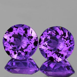 10.93 carat Round 12.00 mm 2 pieces AAA Fire Intense Purple Amethyst (Flawless-VVS), Natural Loose Gemstones