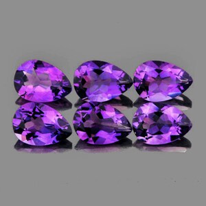 Purple Amethyst Pear 7x5 mm 6 pieces, Flawless-VVS Clarity, Natural Loose Gemstone for Jewelry