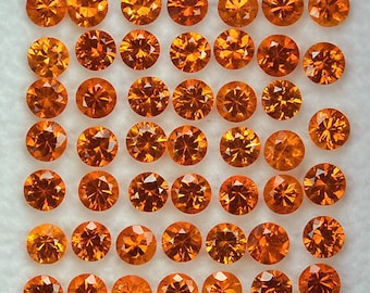 1.70 mm 35 pcs Round Machine Brilliant Cut Extreme Brilliancy Natural Orange Sapphire {Flawless-VVS1}