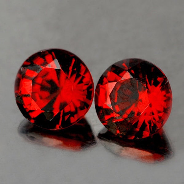 2.00 carat Round 5.50 mm 2 pieces AAA Fire Natural Orange Red Spessartite Garnet (VVS clarity) , Natural Loose Gemstone