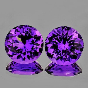 10.00 mm 2 pieces Round Best AAA Fire Intense Purple Amethyst Natural  (Flawless-VVS)
