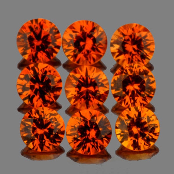 3.00 mm 9 pcs Round Diamond Cut Intense Mandarin Orange Spessartite Garnet Natural {Flawless-VVS} , UnHeated/Untreated Garnet from Nigeria