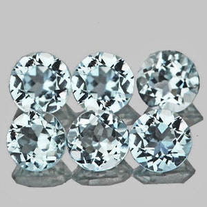 Soft Blue Aquamarine Round 4.00 mm 6 pieces, Flawless-VVS Clarity, Natural Loose Gemstone for Jewelry