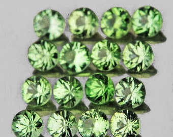 Green Sapphire 2.30 mm 16 pieces Round Diamond Cut, Flawless-VVS Clarity, Natural Loose Gemstone for Jewelry
