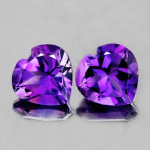 Intense Purple Amethyst Heart 7.00 mm 2 pieces, Flawless-VVS Clarity, Natural Loose Gemstone for Jewelry