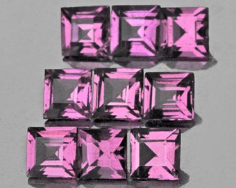 3,00 mm 9 piezas Cuadrado AAA Fuego Natural Rosa Púrpura Granate Rodolita { Claridad Flawless-VVS }