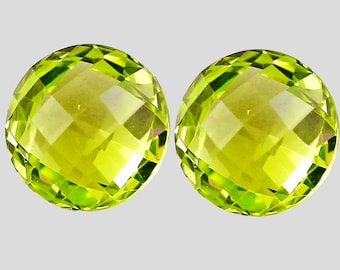 Zielony złoty kwarc cytrynowy okrągły podwójny szlif kratkowy 13,00 mm 2 sztuki, czystość Flawless-VVS, naturalny luźny kamień szlachetny, fasetowany kamień szlachetny