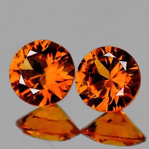 4.00 mm 2 pieces Round Brilliant Cut AAA Fire Natural Orange Sapphire { Flawless-VVS Clarity} , Natural Loose Gemstone for Jewelry
