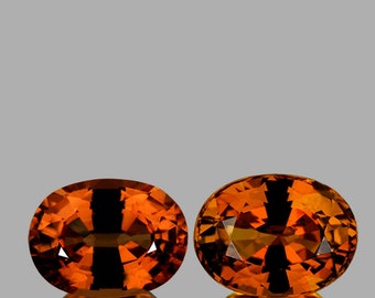Orange Spessartite Garnet Oval 6.5x4.5 mm 2 pieces, {Flawless-VVS Clarity}, Natural Loose Gemstone, UnHeated/Untreated Garnet from Nigeria