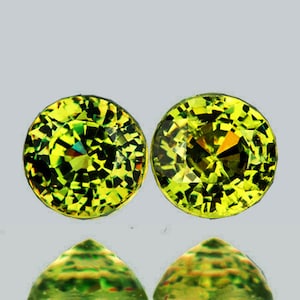 3.50 mm 2 pieces Round AAA Rainbow Sparkles Natural Yellow Green Demantoid Garnet {Flawless-VVS}