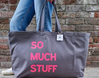 Oversized Canvas Tote Bag | Custom Text Giant Shopper | XXL Personalised Gift Her Him