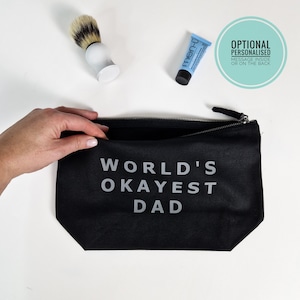 Okayest Dad Gift Pouch: Personalized Cotton Canvas Zipper Bag