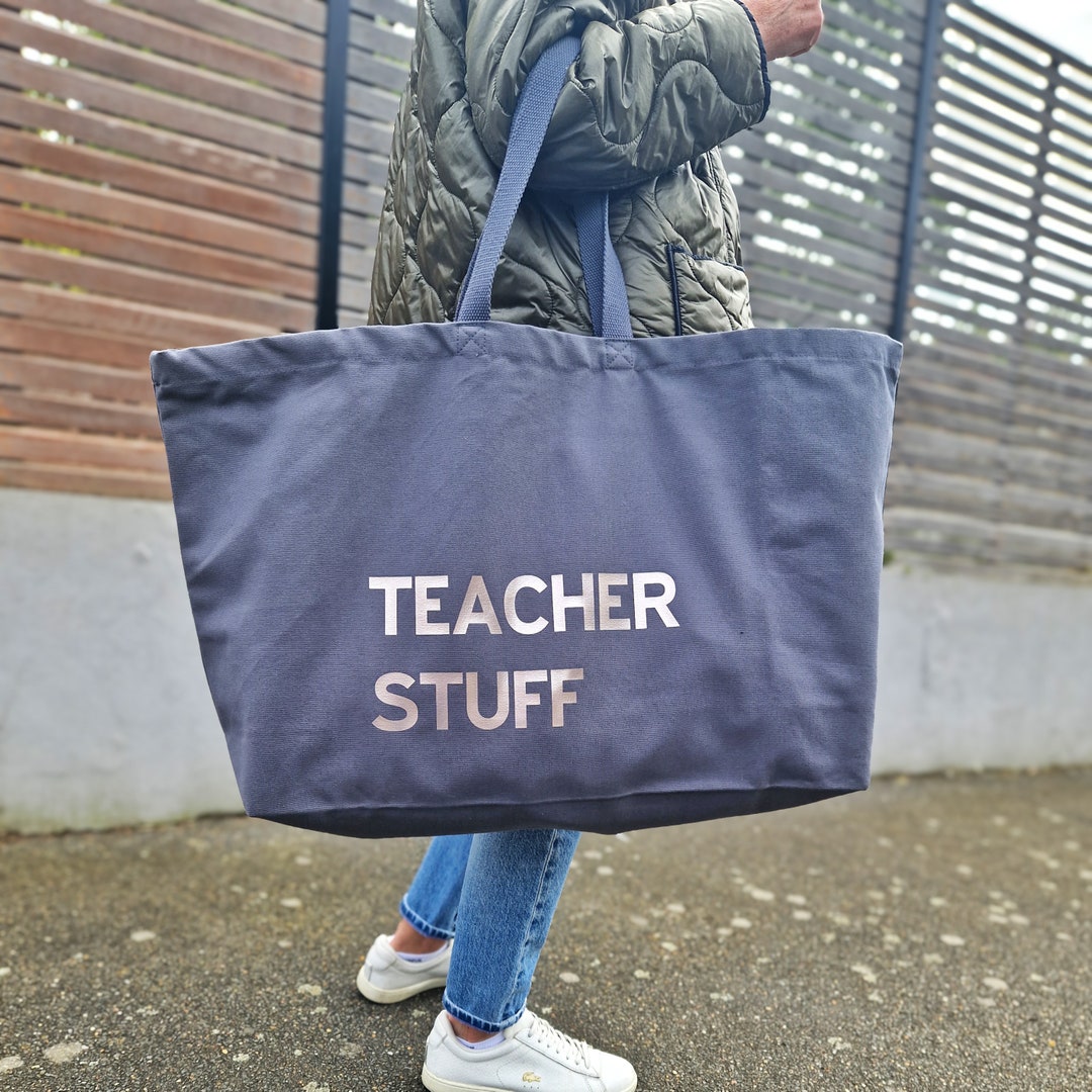 Teacher Tote Bag | Custom Text, Large Cotton Canvas | Personalised End ...