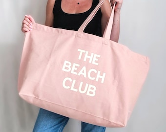 Personalisierte Strandtasche: Benutzerdefinierter Text, übergroße Baumwolltasche
