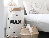 Personalised Paper Storage Bag for toys, Books, magazines, blankets Storage bag Paper Toy Bag - different colours available