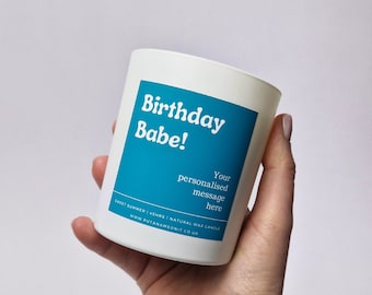 Custom Text Candle. Birthday Gift