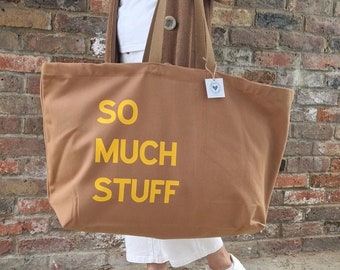 Extra Große Canvas Tasche mit Individuellem Text | Personalisierte Shopper Geschenk | Übergroße Wochenendtasche