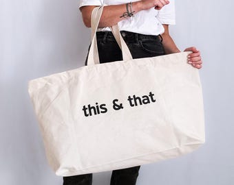 Personalisierte Canvas-Einkaufstasche: Benutzerdefinierter Text, übergroßer Shopper