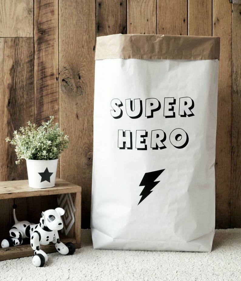 Super Hero Personalised Toy Bag/ Storage Bag / Paper Toy Bag Etsy UK