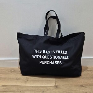 Custom Quote Oversized Canvas Tote Bag: Personalised Extra Large ...