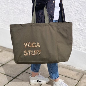 Custom Text Oversized Tote Bag. Yoga, Gym, Pilates Bag