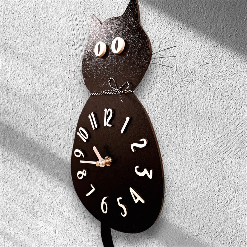 MOLLY, Cat Clock, Cat Wall Clock, Cat Pendulum Clock, Tail Wagging Back ...