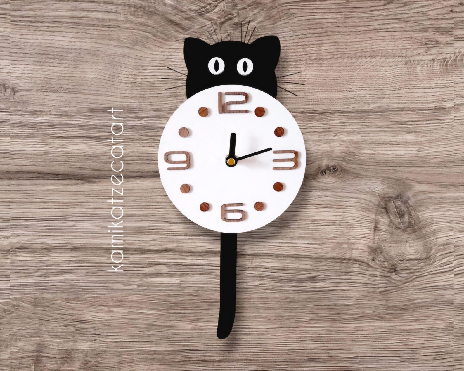 Pendulum Clock 'COSMO', Cat Clock, Tail Swings Back and Forth, Wall ...