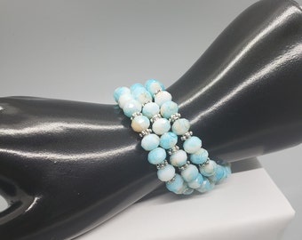 Rondelle Stretch Bracelet | Stackable Bracelets | Blue bracelets | Crystal jewelry | Gift For Her | Beaded Bracelet | Boho Bracelet