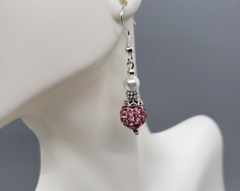 Crystal Ball Earrings, Handmade Earrings, Dangle Earrings, Bling Ball Earrings, Gift For Her