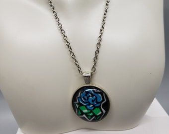 Flower Pendant Necklace | Flower Jewelry | Silver Necklace | Silver Jewelry | Blue Necklace | Blue Jewelry | Gift For Her