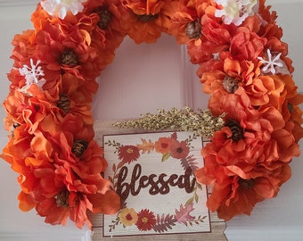 Fall Wreath, Pine Cone Wreath, Front Door Wreath, Fall Decoration, Flower Wreath, Thanksgiving Wreath, Autumn Door Decoration