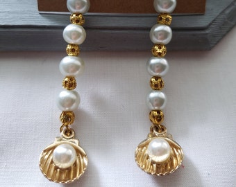 Sea Shell Earrings, Handmade Earrings, Dangle Earrings, Pearl Earrings, Women Earrings, Gift For Women
