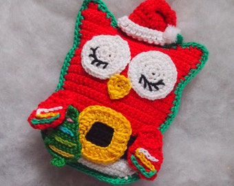 Crochet christmas pattern, crochet pattern Owl Santa Claus, crochet santa claus, crochet owl amigurumi pattern