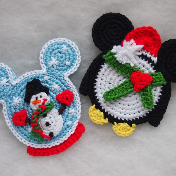 Christmas ornaments: Snow Globe and Pinguine crochet Mouse patterns.