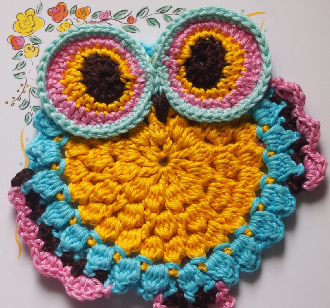Crochet owl pattern Owl Coaster crochet pattern crochet owl Etsy