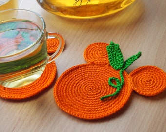 Pumpkin Coaster Mouse crochet pattern, The Fall, Thanksgiving decoration, Autumn decoration