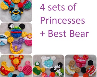 Mouse crochet pattern, Discount Package,Princesses and Best Bear ornaments