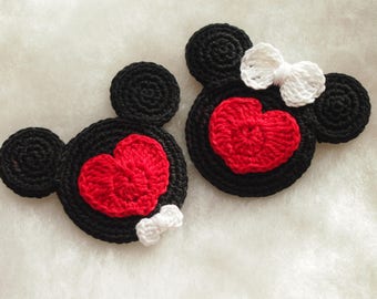 Valentine Mickey and Minnie Mouse crochet pattern, Enamored Mickey and Minnie, valentine decorations