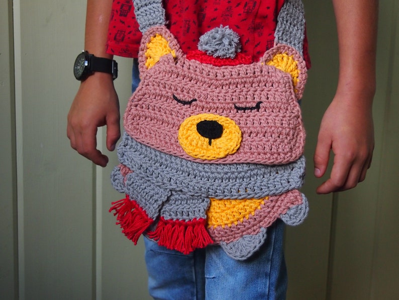 Crochet Bear Bag pattern, crochet pattern Bear Bag, crochet pattern Bear Purse, crochet Bear Bag, crochet bear, crochet bag, crochet purse image 1