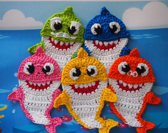 Sharks crochet patterns, crochet pattern, Shark applique.