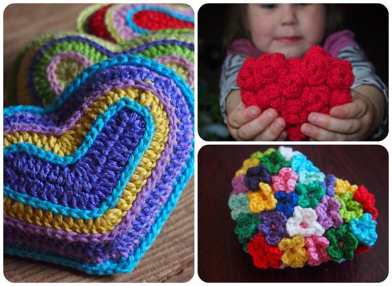 crochet pattern heart amigurumi, crochet heart pattern, pattern crochet heart, yellow, pink, red, blue, purple, green, white image 5