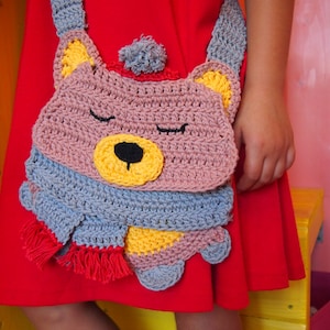 Crochet Bear Bag pattern, crochet pattern Bear Bag, crochet pattern Bear Purse, crochet Bear Bag, crochet bear, crochet bag, crochet purse image 3